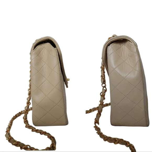 Chanel Beige Classic Quilted Matelasse Lambskin Bag - Picture 12 of 17